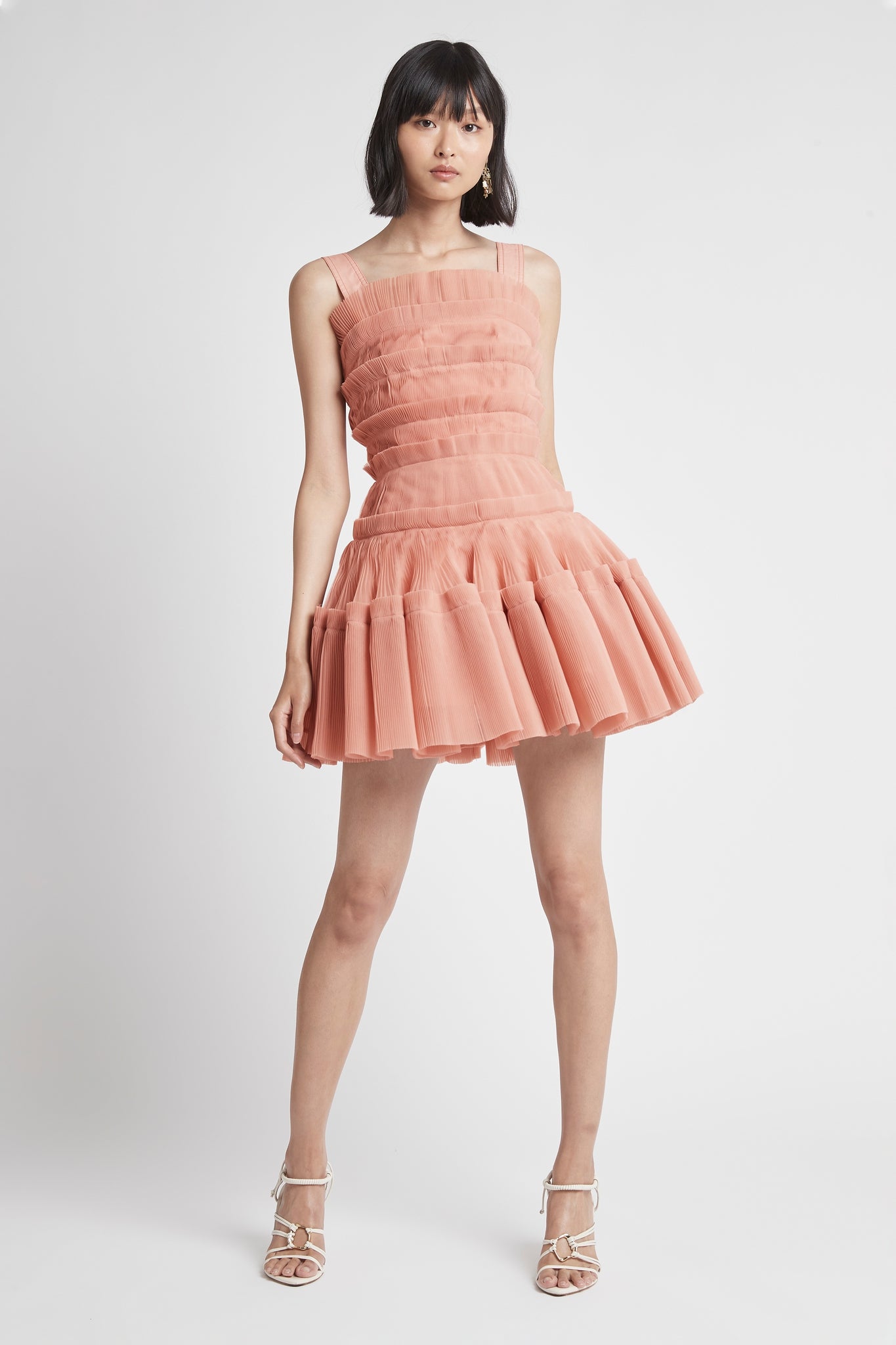 Jacinto Pleated Mini Dress | Nude-Pink ...